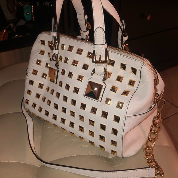 Michael Kors White Studded Grayson Satchel - Picture 7 of 7